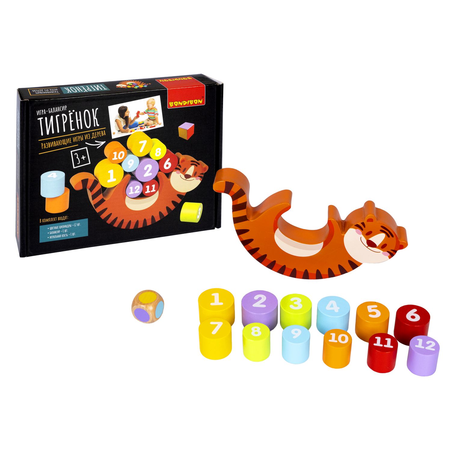 Настольная игра Bondibon балансир деревянный Тигренок - фото 2