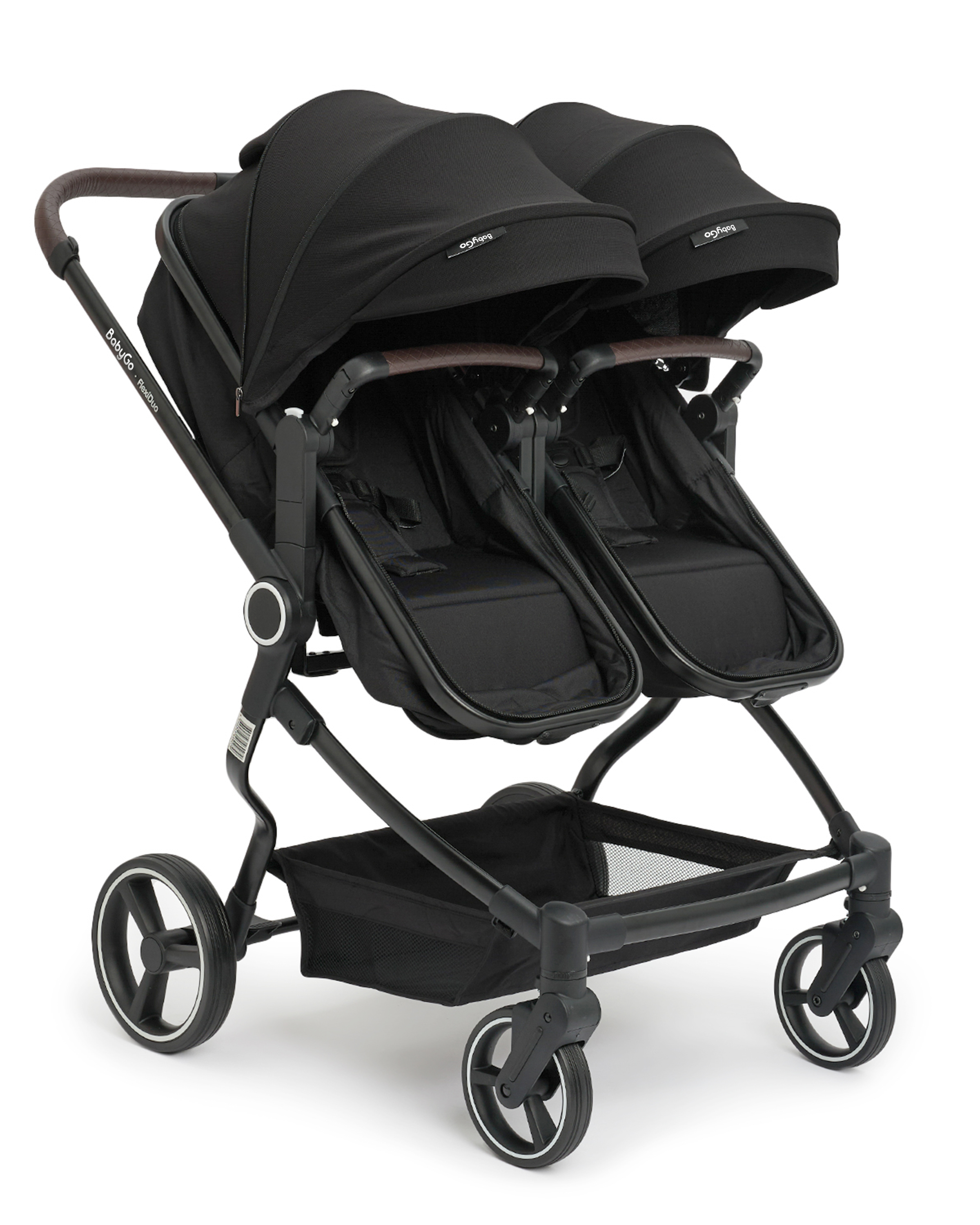 Коляска прогулочная для двойни BabyGo Flexi Duo New черный - фото 12