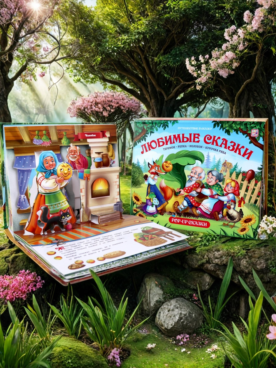 Книга с объемными картинками Malamalama Сборник сказок Любимые сказки Теремок Репка Колобок Курочка Ряба - фото 13