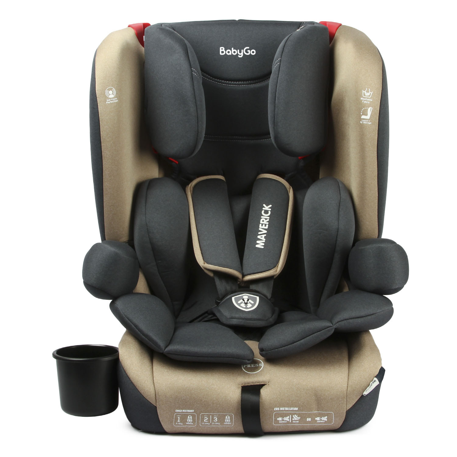 Автокресло BabyGo Maverick New Isofix 0+/1/2/3 (0-36 кг) бежевый - фото 9