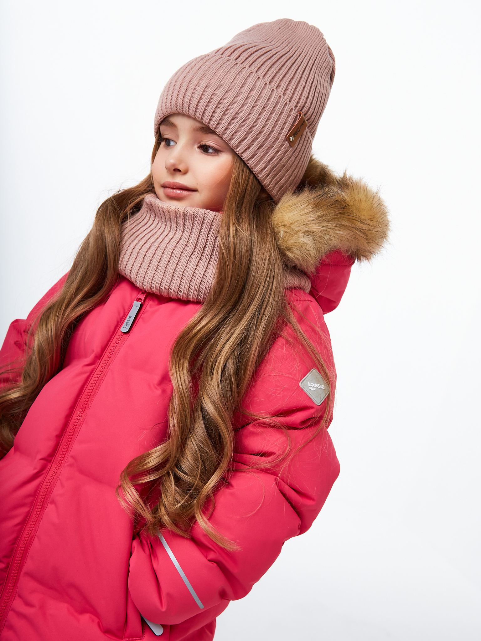 Шапка и снуд NYCkids NYC-H-104-GplainW-coffee - фото 9