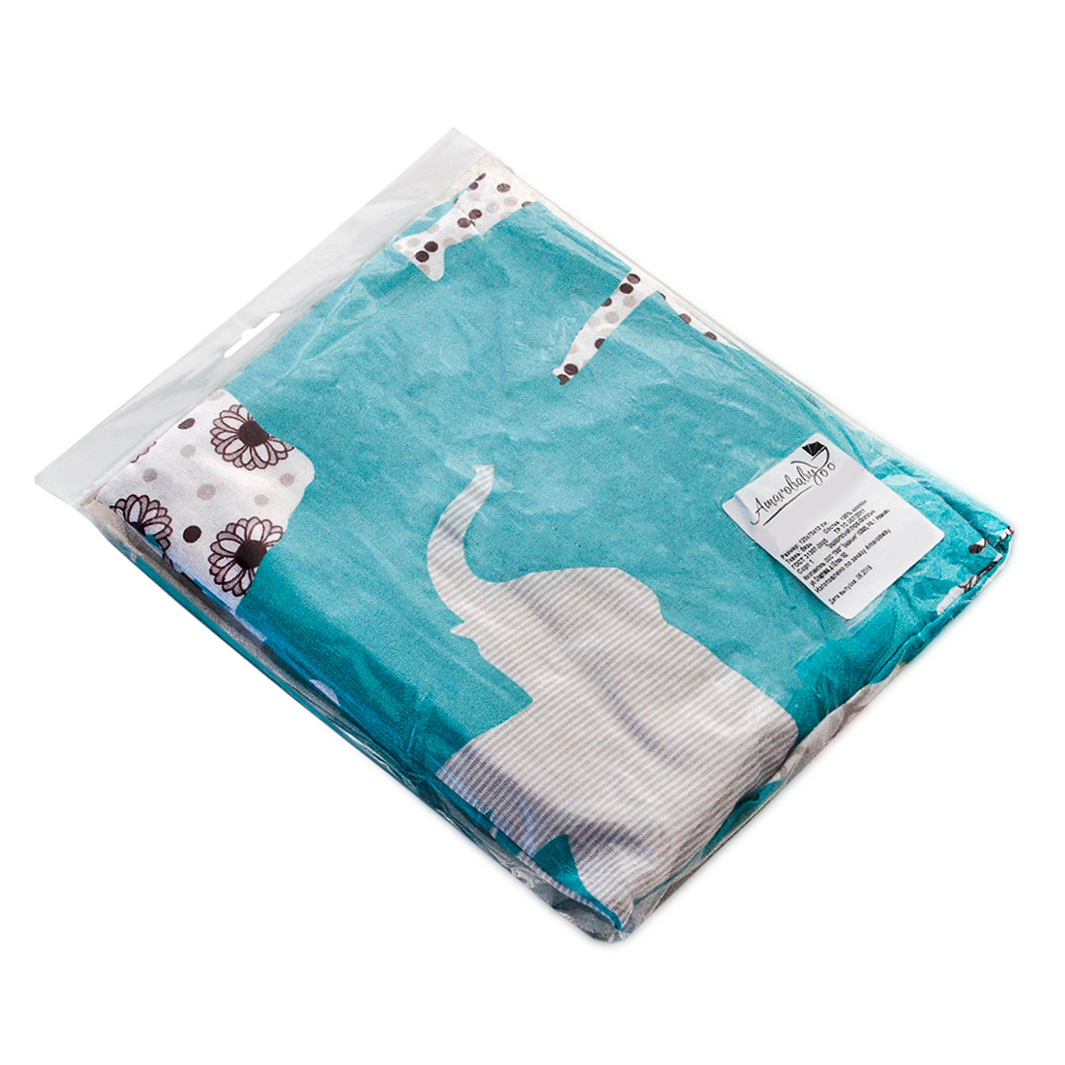 Простыня Amarobaby Слоники для круглой кровати, на резинке - фото 2