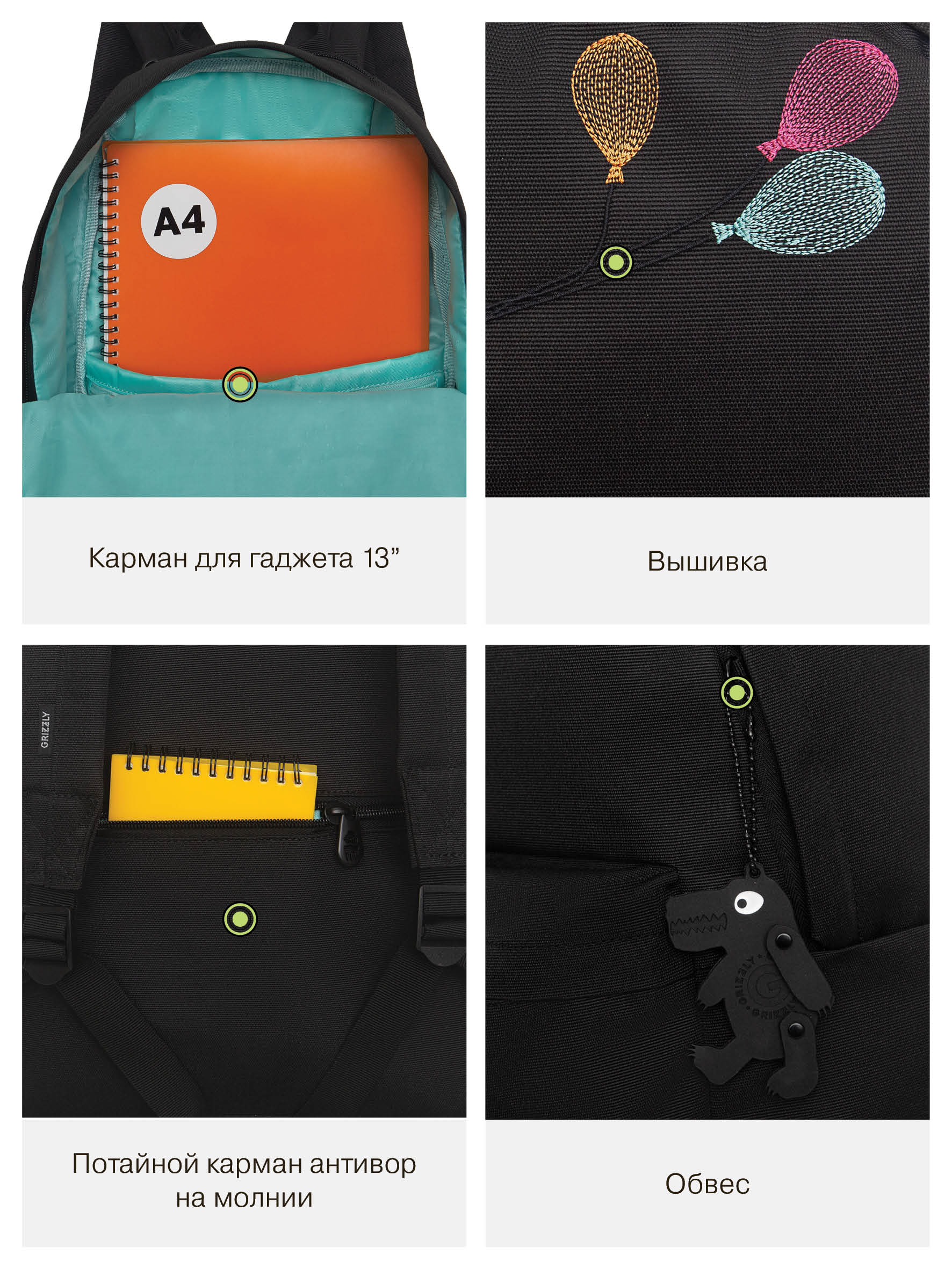 Рюкзак Grizzly Мечтатель - фото 14