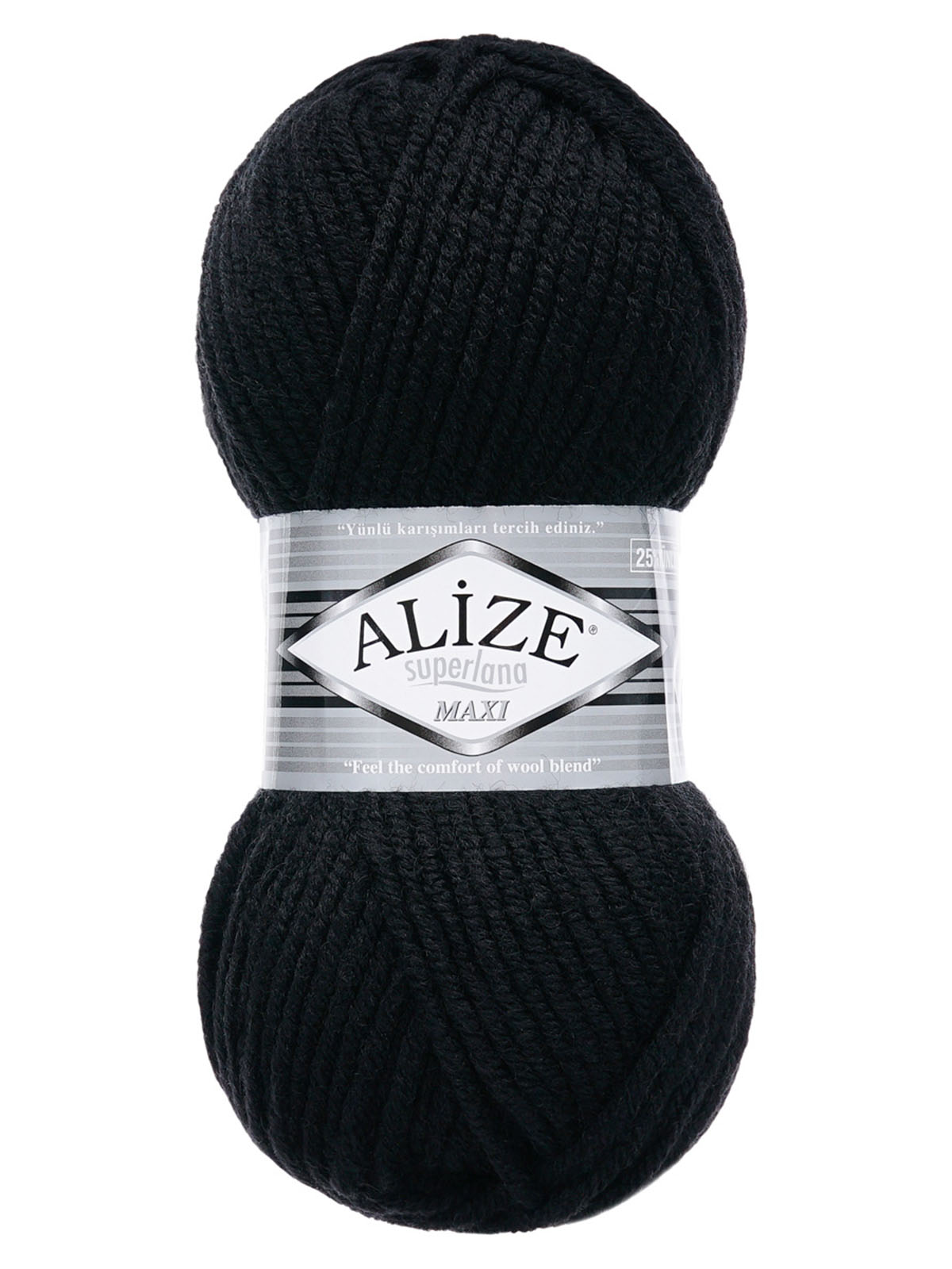 Пряжа Alize полушерстяная Superlana maxi 100 гр 100 м 5 мотков 60 черный - фото 4