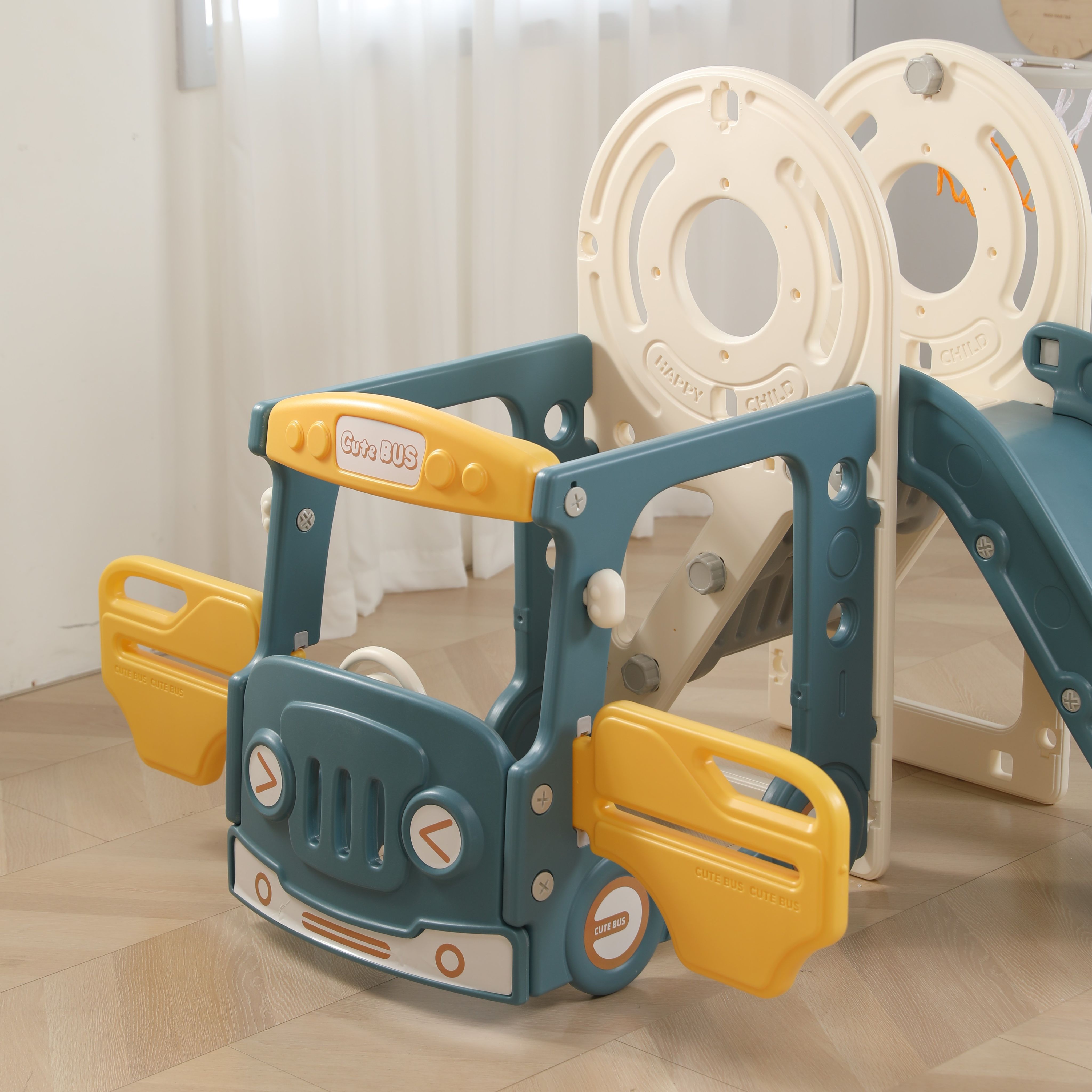Игровой комплекс UNIX Kids Bus yellow с горкой и баскетбольным кольцом - фото 15