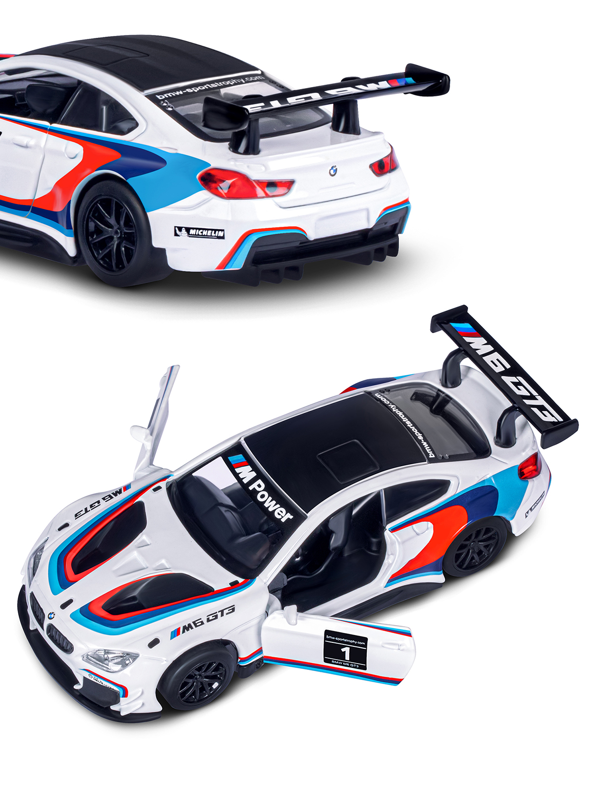 Автомобиль АВТОпанорама BMW M6 1:44 белый JB1251213 - фото 9
