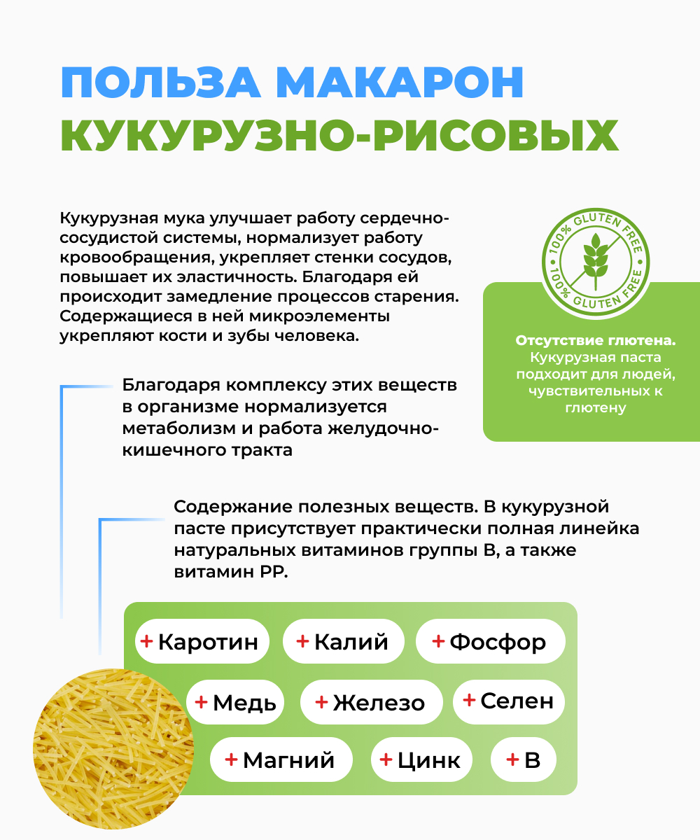 Кукурузно-рисовые без глютена Ноль грамм вермишель 300 гр - фото 6