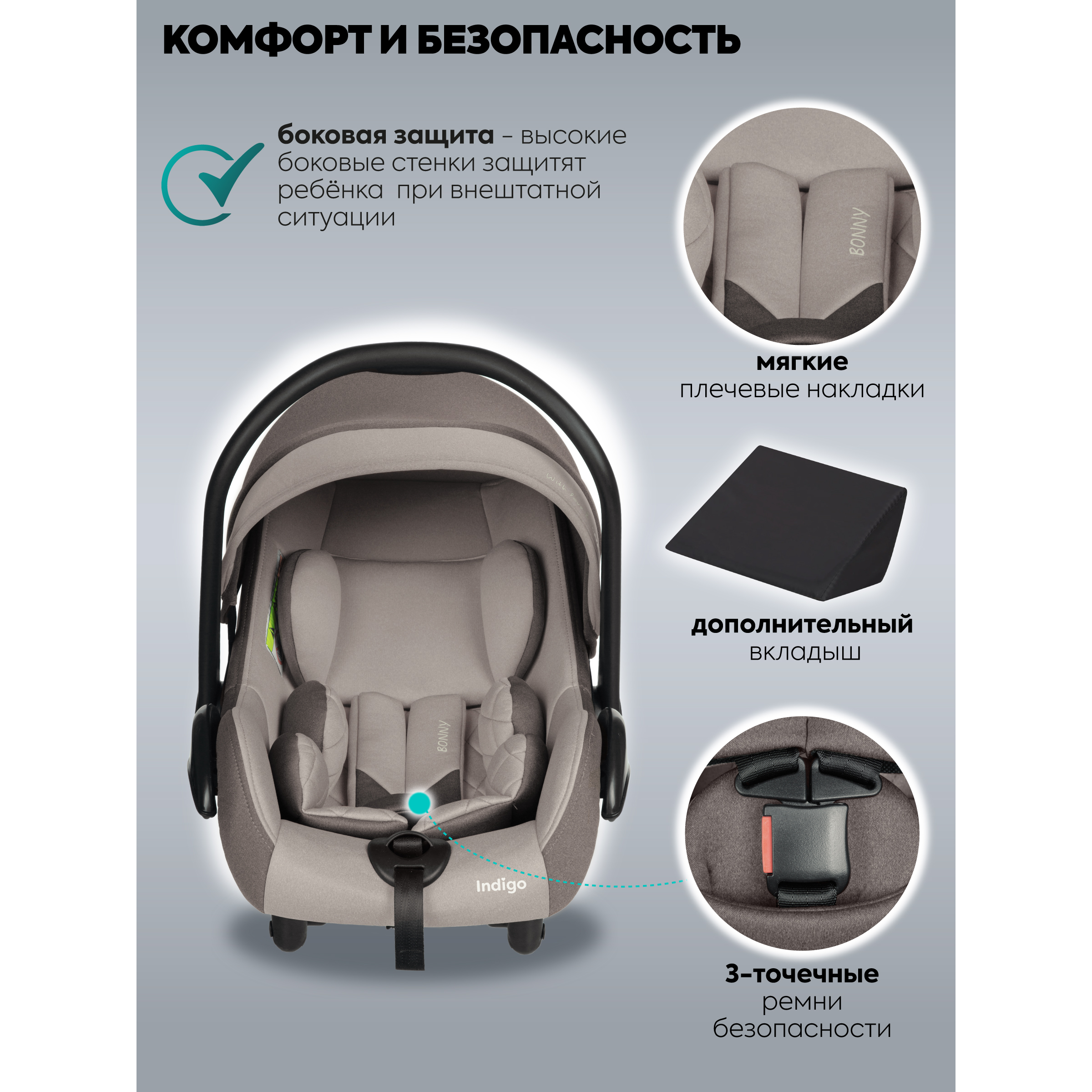 Автокресло Indigo BONNY 0 (0 -13 кг) - фото 4