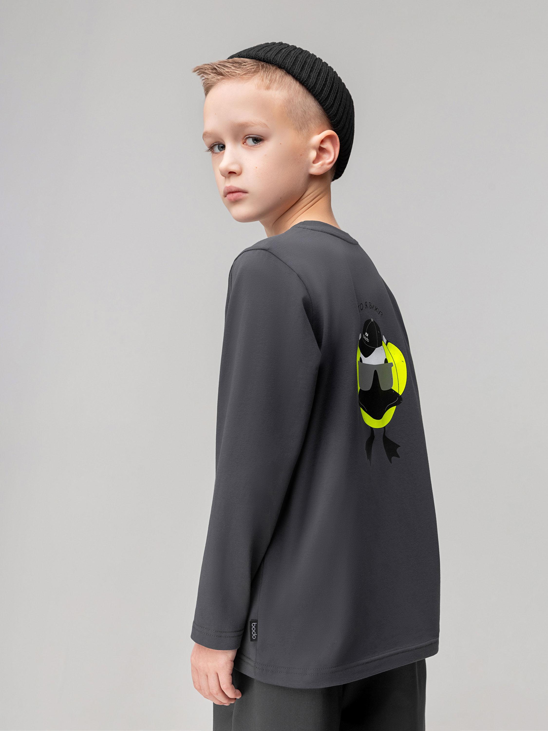 Лонгслив Bodo 7-289MU_темно-серый (салатовый) - фото 1