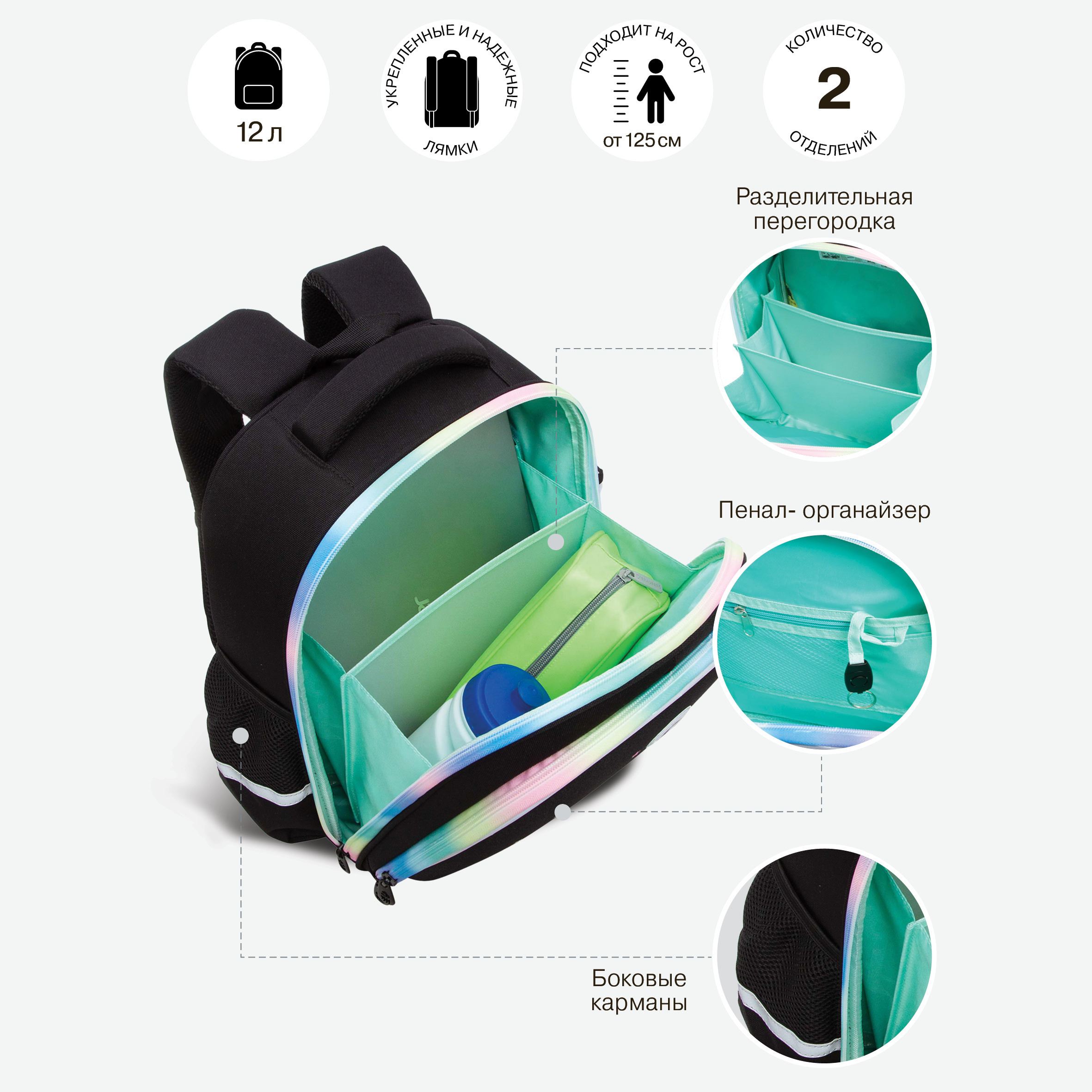 Ранец Grizzly Радуга - фото 6