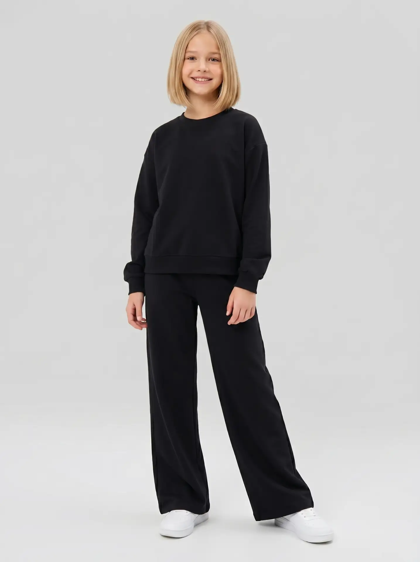 Изображение товара Детский костюм для девочек VGtrikotazh 134 свитшот и брюки палаццо демисезонный