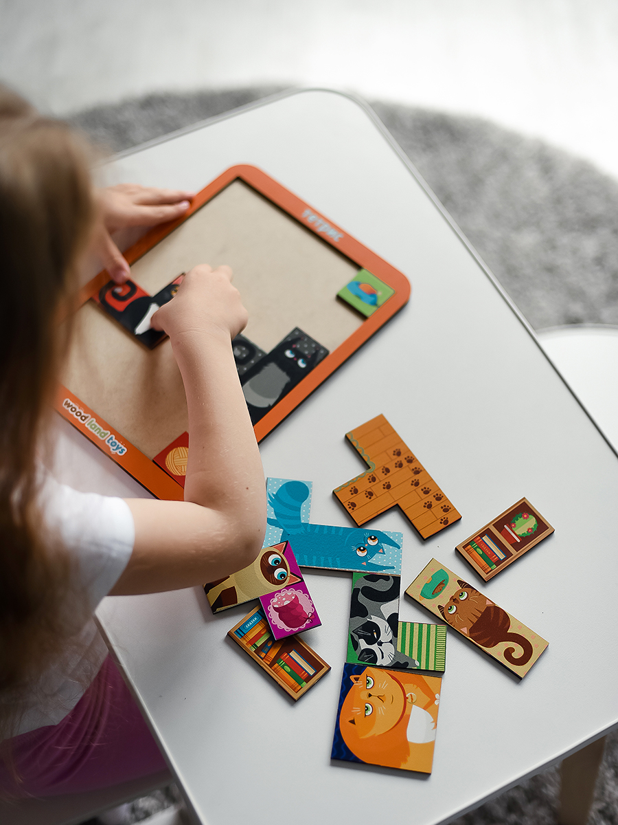 Игрушка WOODLANDTOYS рамка-вкладыш Тетрис Коты - фото 2