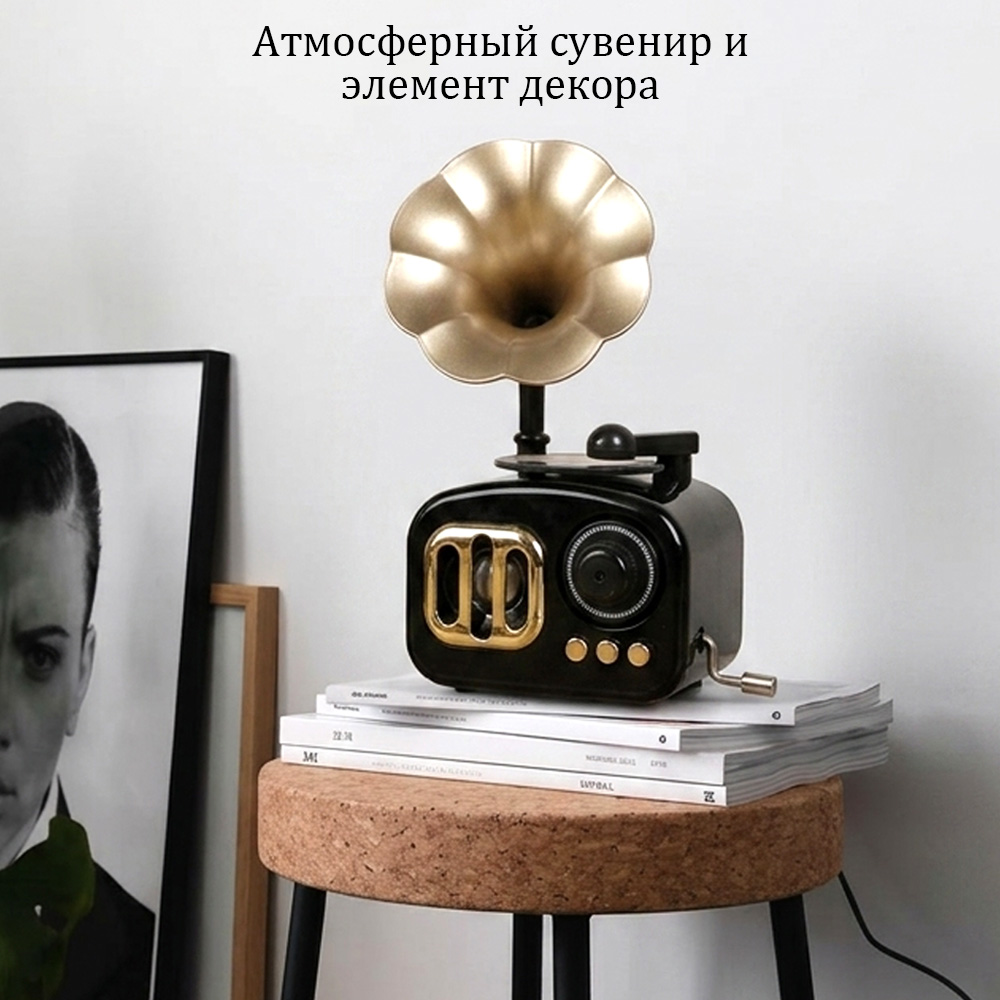 Музыкальная шарманка TIPTOPOLIS граммофон черный - фото 3