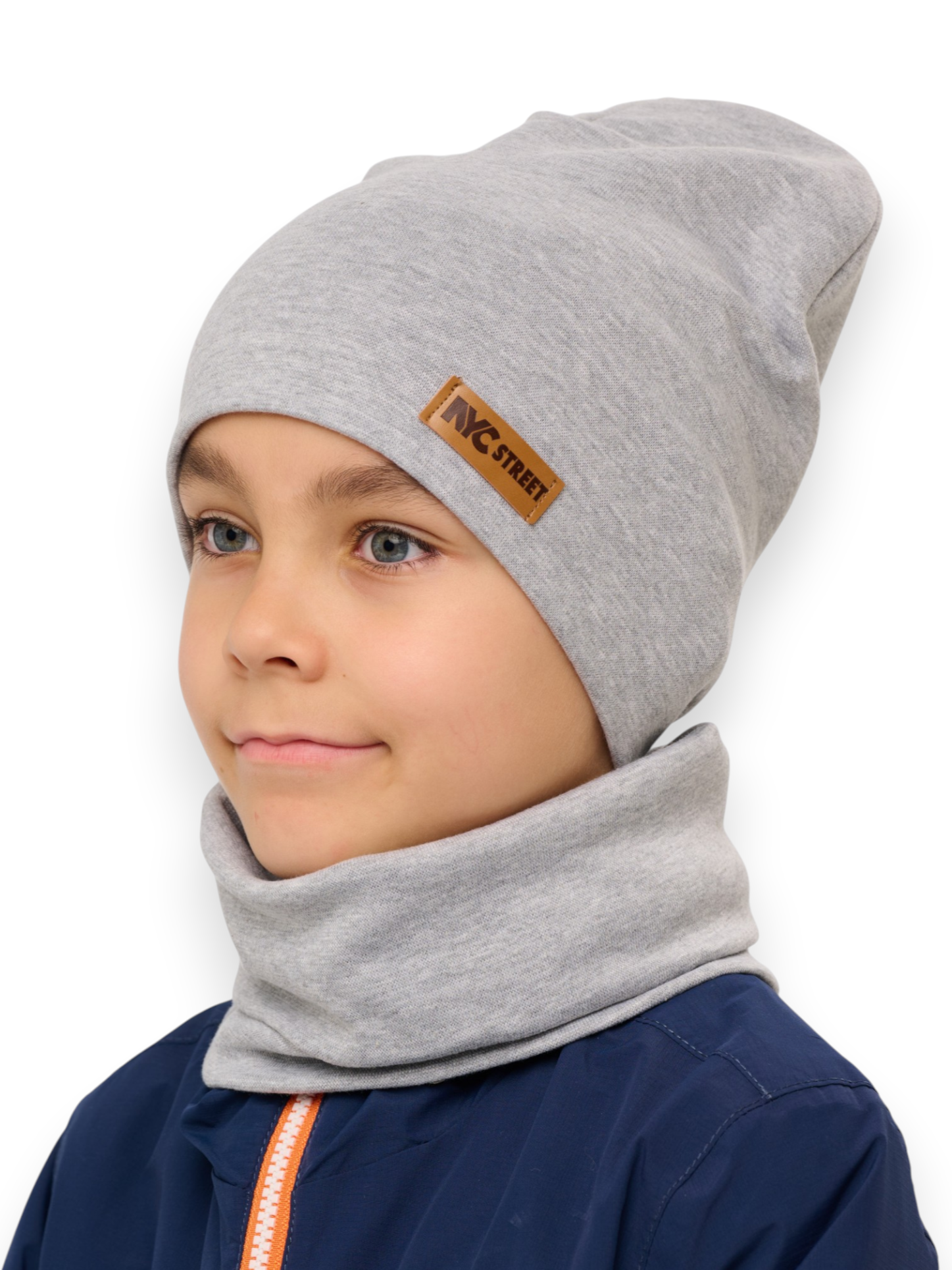 Шапка и снуд NYCkids NYC-H-37-plain-Lgrey - фото 1