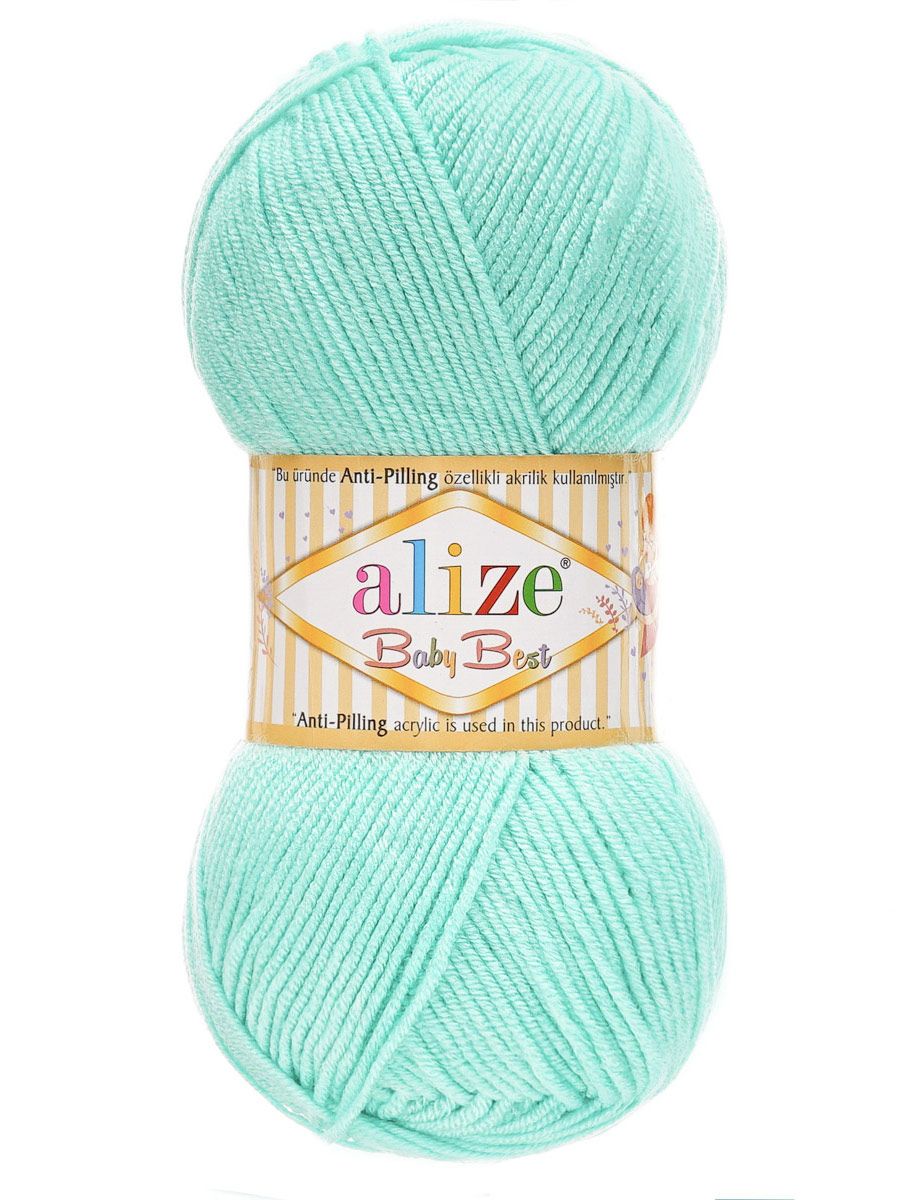 Пряжа для вязания Alize baby best бамбук акрил с эффектом антипиллинг 100 г 240 м 19 водяная зелень 5 мотков - фото 4