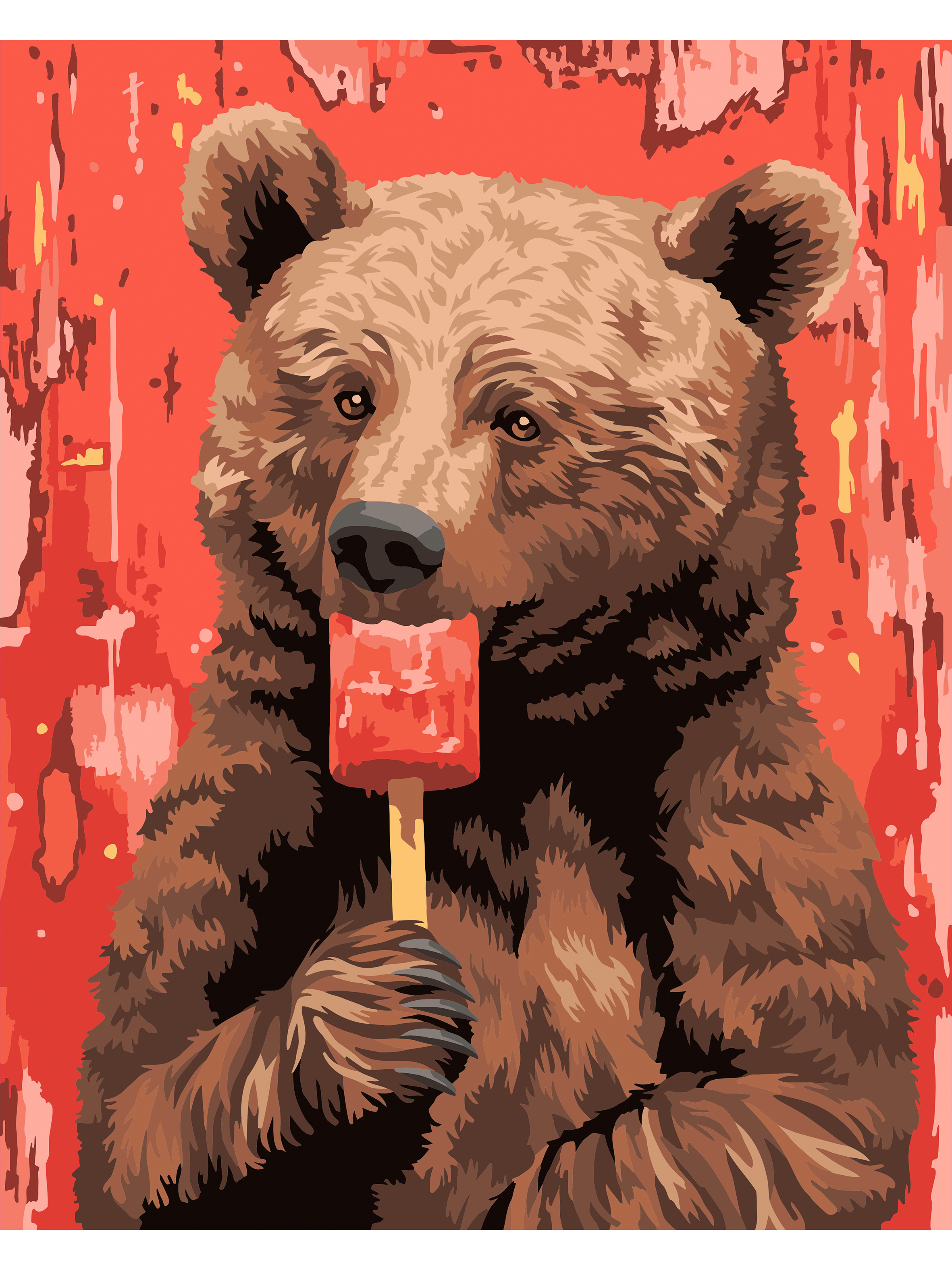 Картина по номерам Это просто шедевр Медведь с мороженым в ассортименте - фото 2