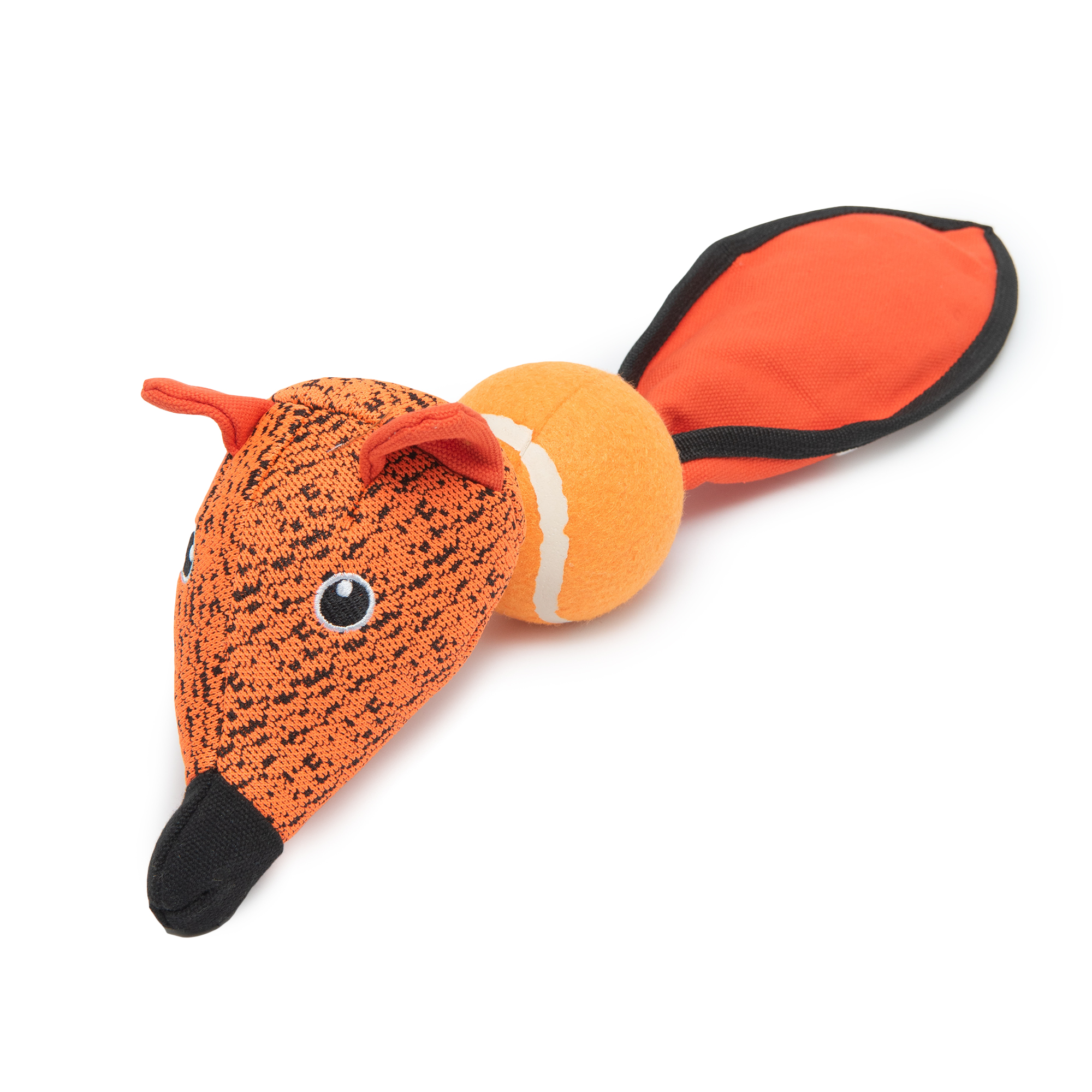 Игрушка для собак Barbaks Лиса с теннисным мячиком шуршит пищит 43*15 см - фото 1