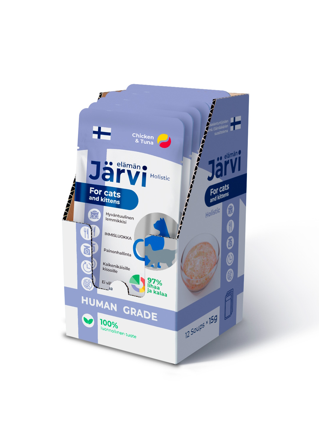 Лакомство для кошек и котят Jarvi крем-суп с мясом курицы и филе тунца 15г - фото 3