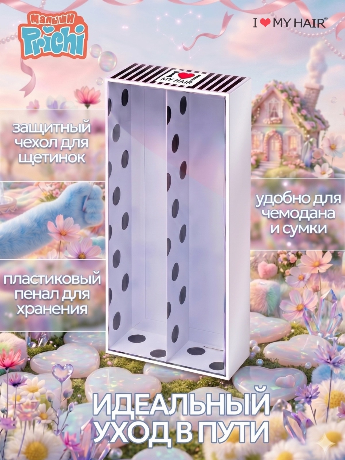 Набор массажная расческа, расческа, щетка I LOVE MY HAIR многоцветный искусственная щетина 2 предм. - фото 5
