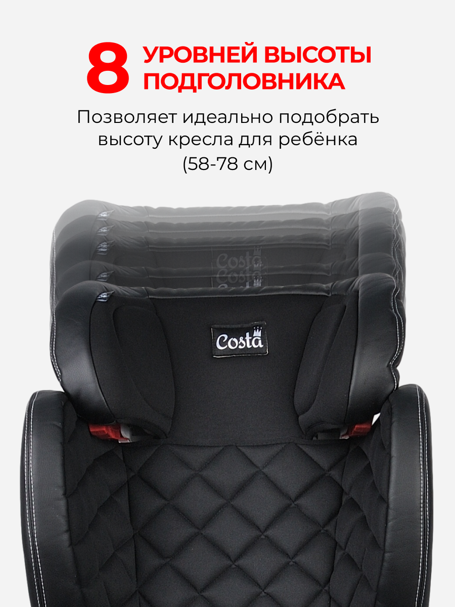 Автокресло Costa YB802 Isofix 2/3 (15-36 кг) черный - фото 4