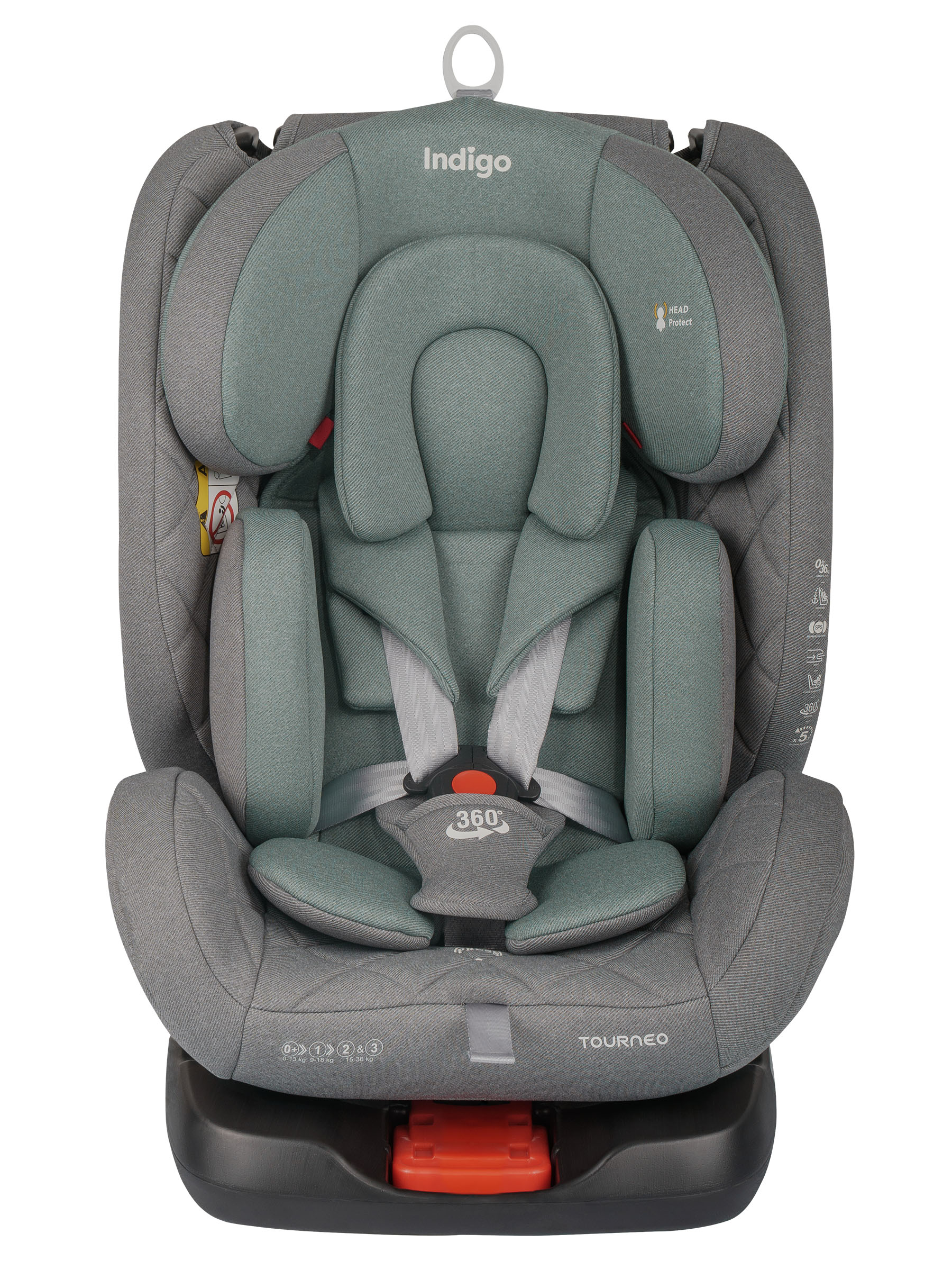 Автокресло Indigo Tourneo S серый-зеленый Isofix 0+/1/2/3 (0-36 кг) зеленый - фото 17