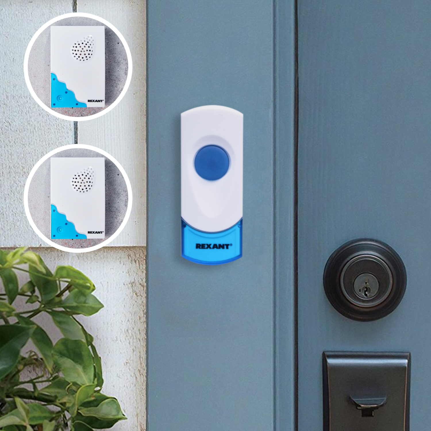 Беспроводной дверной звонок REXANT RX-5 с двумя вызывными панелями 32 мелодии 100м кнопка IP44 - фото 7