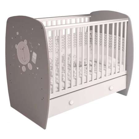 Детская кроватка Polini kids прямоугольная, без маятника (серый, белый)