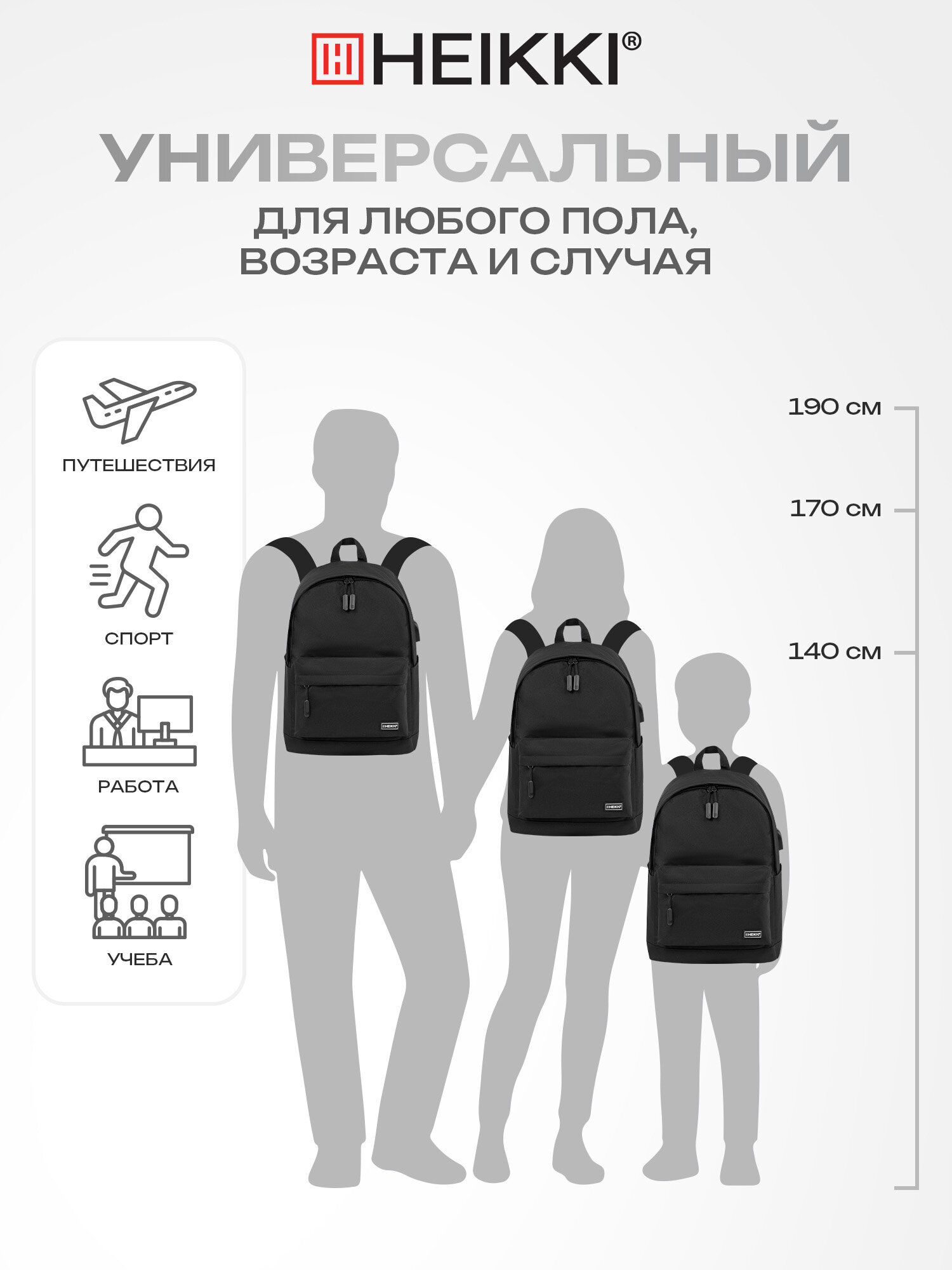 Рюкзак Heikki школьный городской для подростков для ноутбука - фото 6