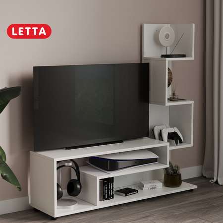 Тумба этажерка LETTA Под ТВ Zett Белое тиснение 1100х1112hх280