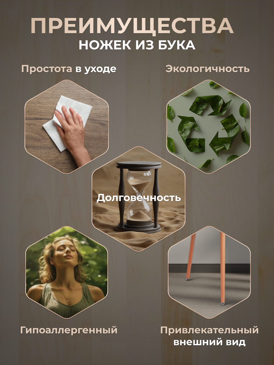 Стол обеденный нераскладной TETCHAIR Mars белый натуральный - фото 4