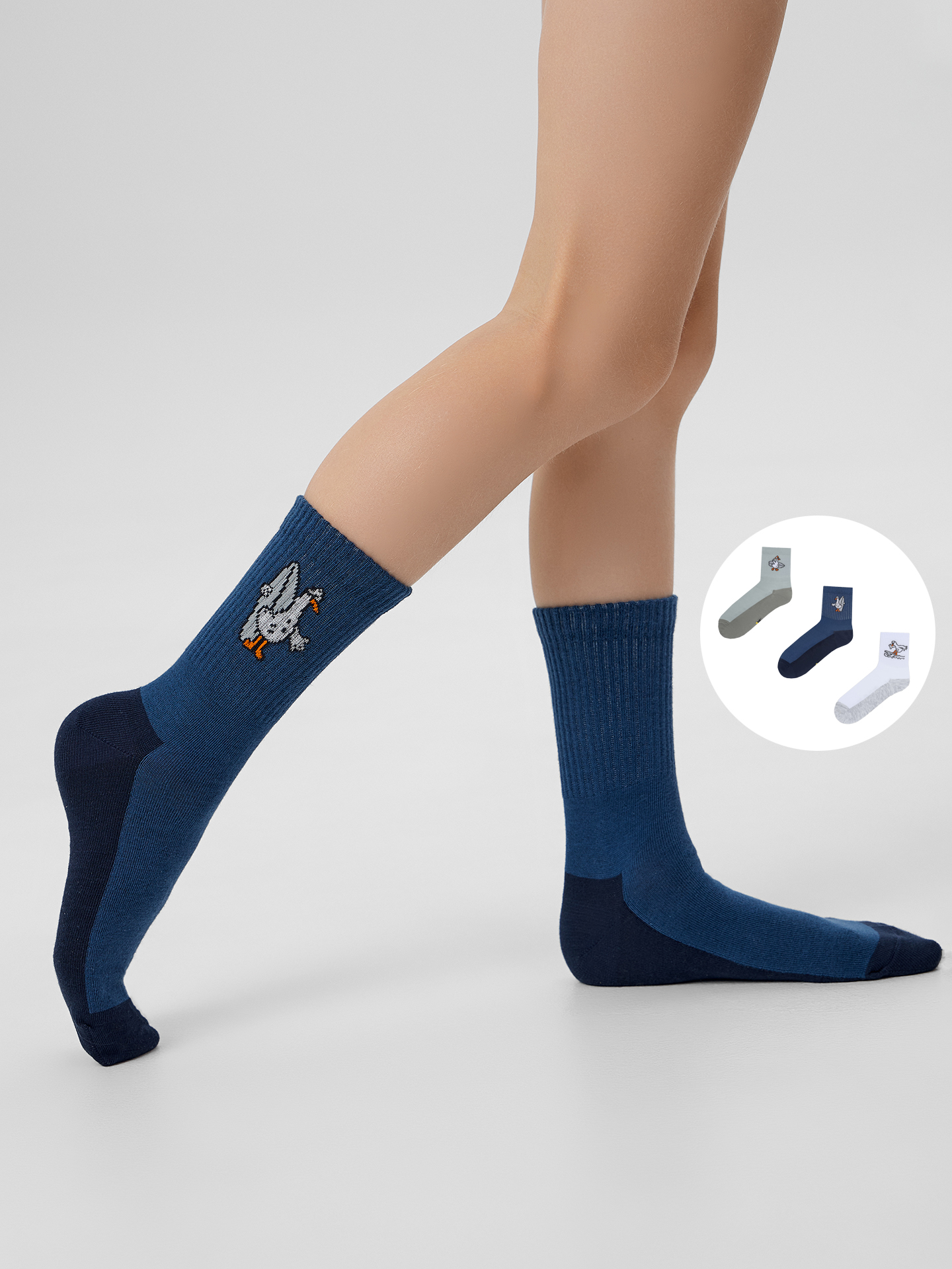 Носки 3 пары Mark Formelle (Марк Формэль) 444A-3167/джинсовый /св.оливка /белый/ - фото 1