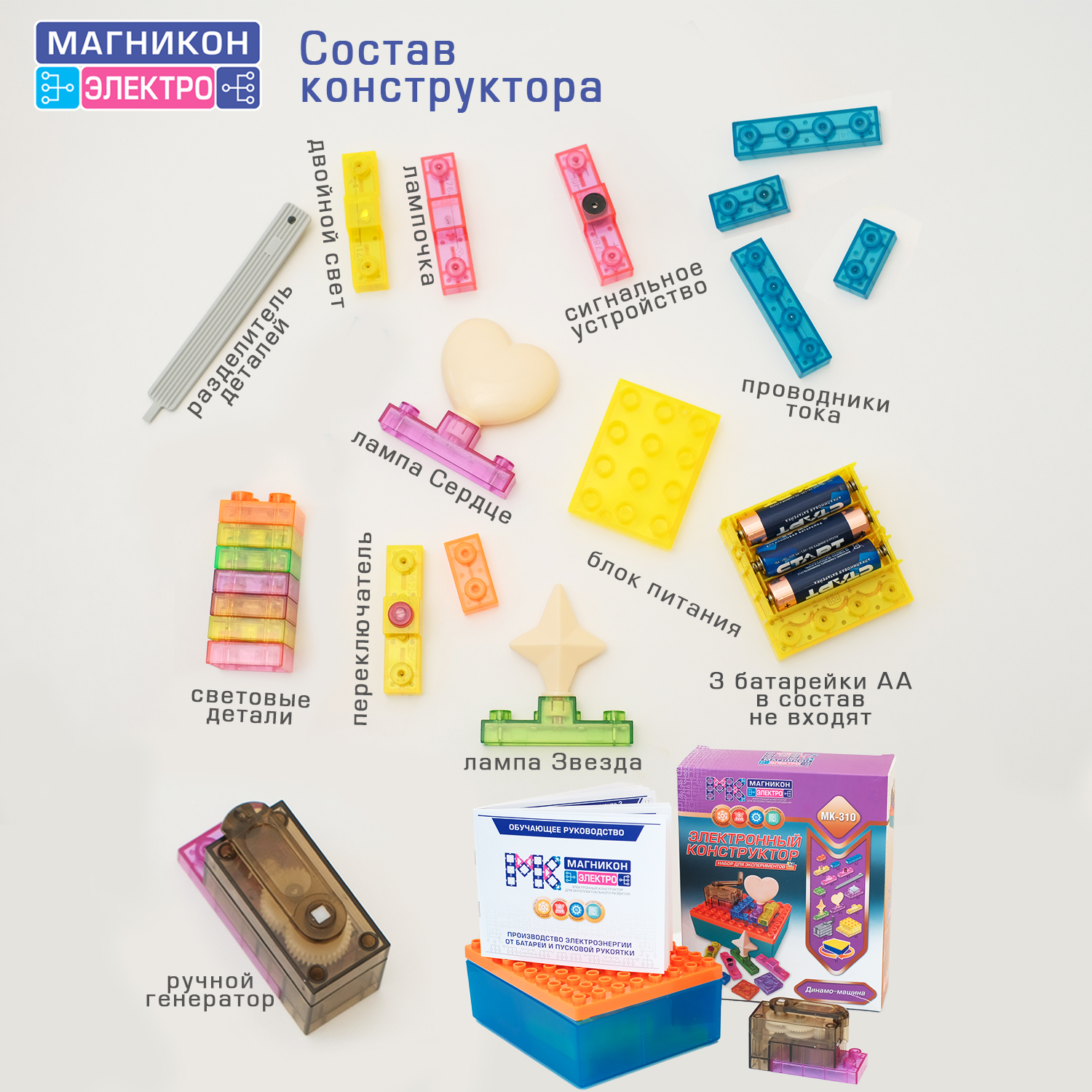 Конструктор МАГНИКОН Динамо-машина электронный - фото 6