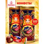 Конфеты Чернослив в глазури Кремлина с грецким орехом в подарочном наборе Матрешка хохлома 2 тубы по 250гр