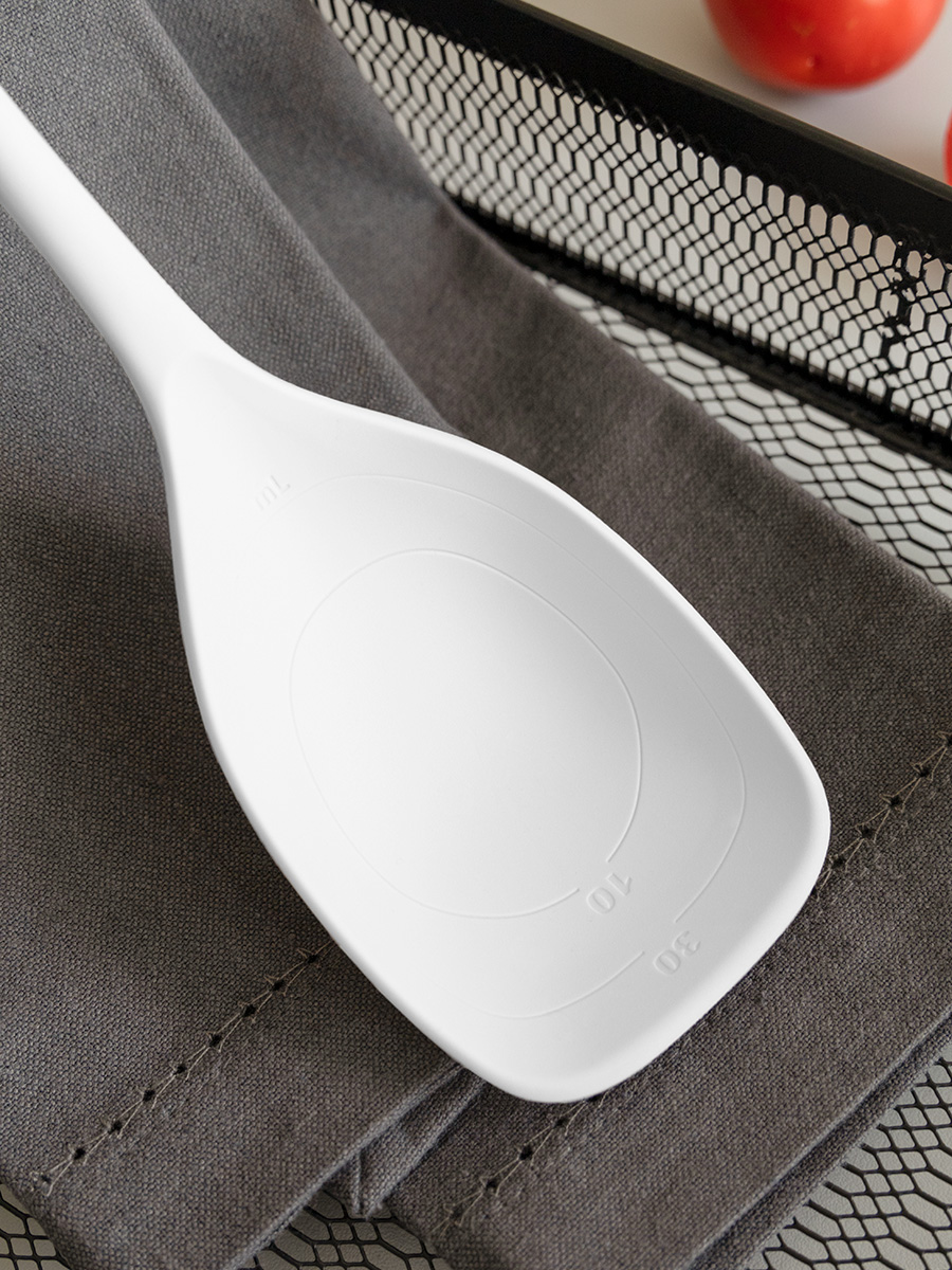 Ложка кулинарная DeNASTIA Силвуд 33x6x4.5 см силикон бук светло-серый A000343 - фото 5