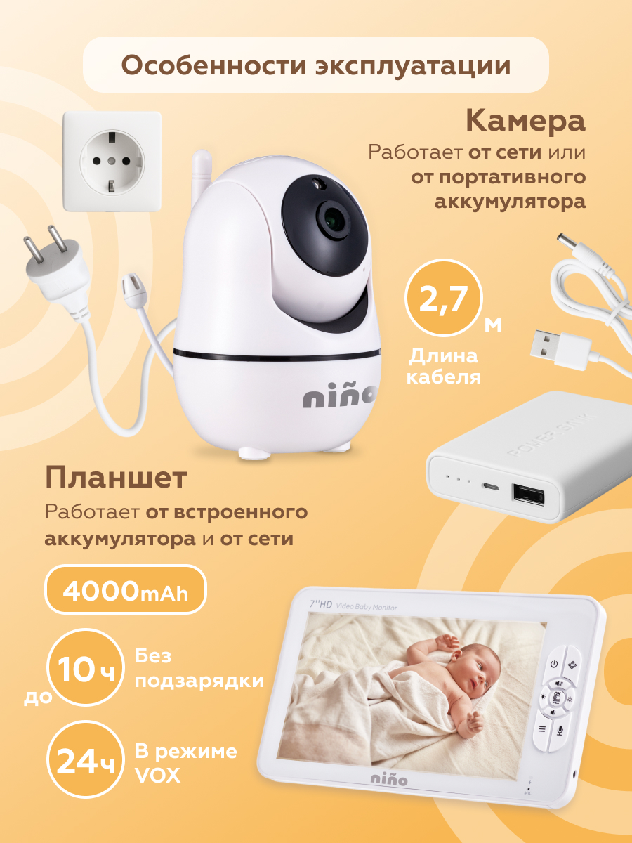 Видеоняня беспроводная nino SM70PTZ - фото 6