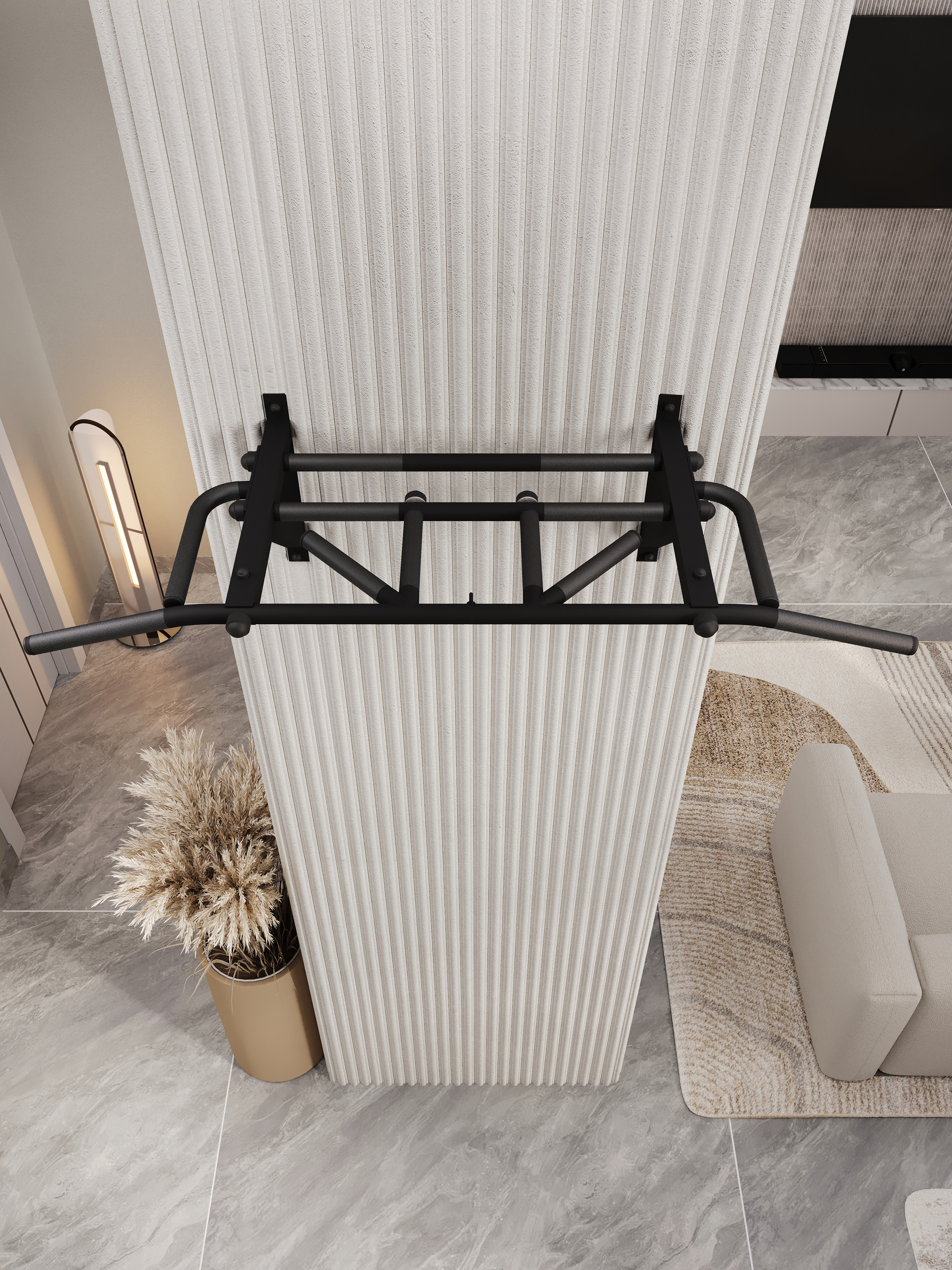 Турник настенный "Тарантул" BLACK - стальное рифление хватов - фото 2