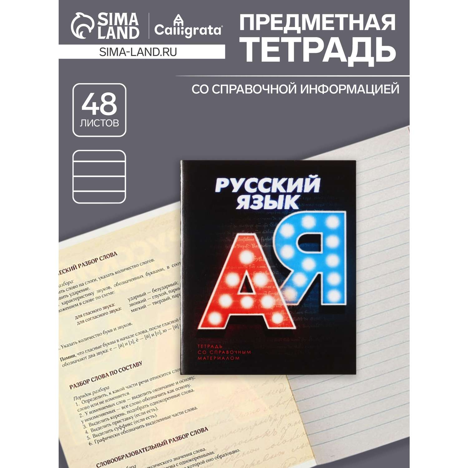 Тетрадь предметная Русский язык 3D 48л линейка 5927006 - фото 1