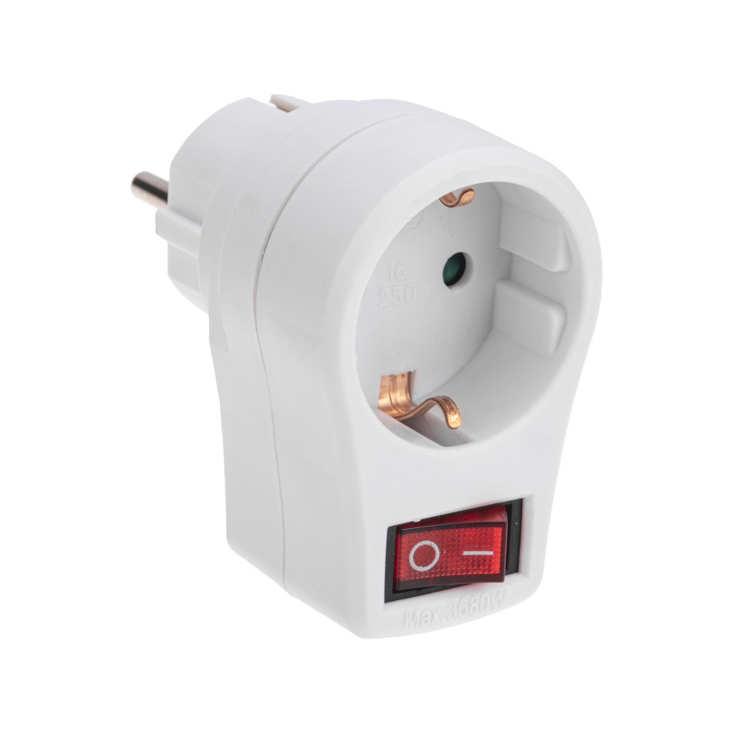 Адаптер сетевой REXANT 16А с выключателем заземлением и защитными шторками белый - фото 8