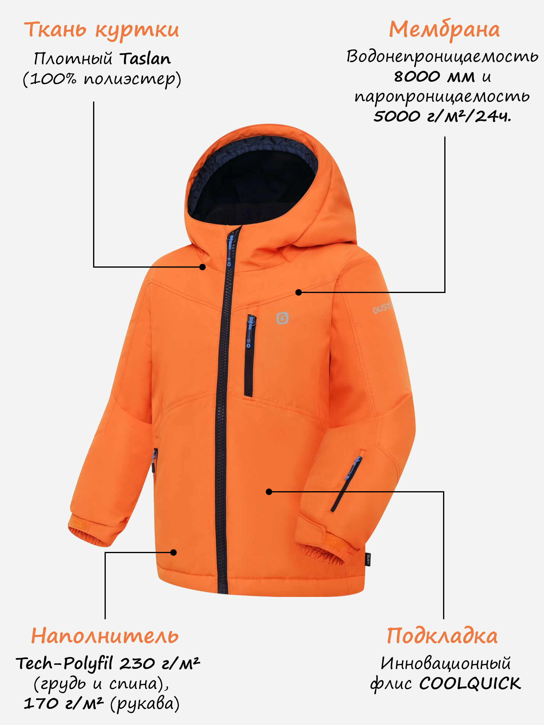 Куртка и полукомбинезон GUSTI GW4BS528-TANGERINE - фото 3