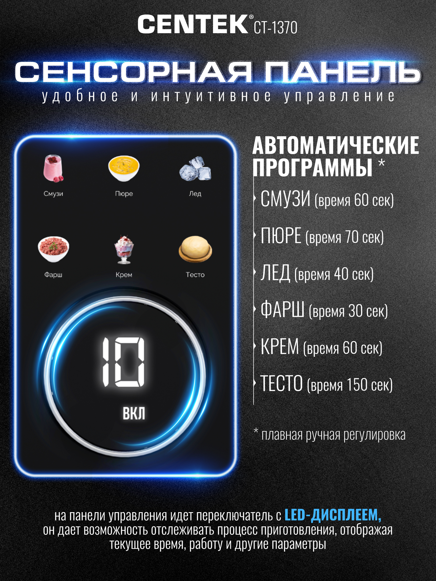 Блендер настольный CENTEK CT-1370 Кухонный комбайн - фото 2