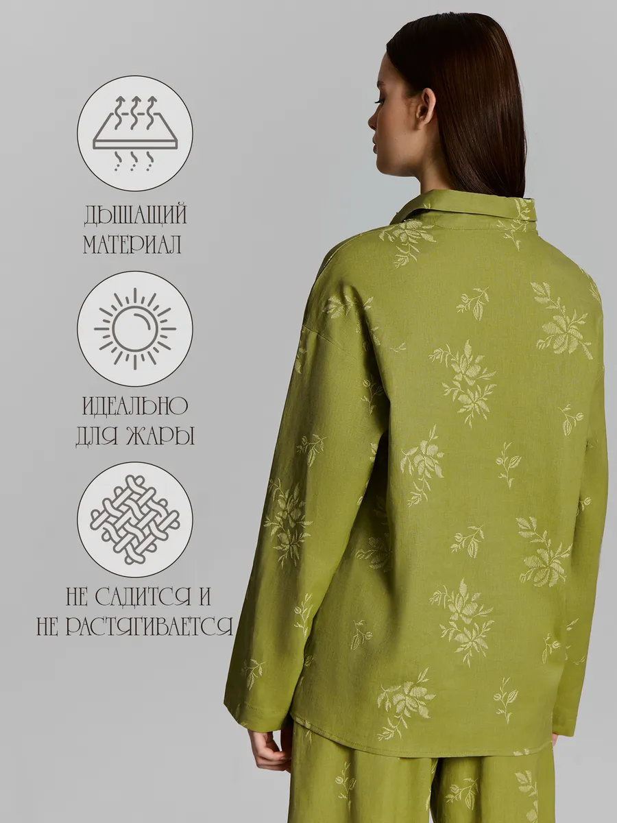 Рубашка Mark Formelle (Марк Формэль) 502985-1/цветы на оливковом - фото 3