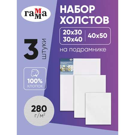 Набор холстов Гаммa на подрамнике 3 шт