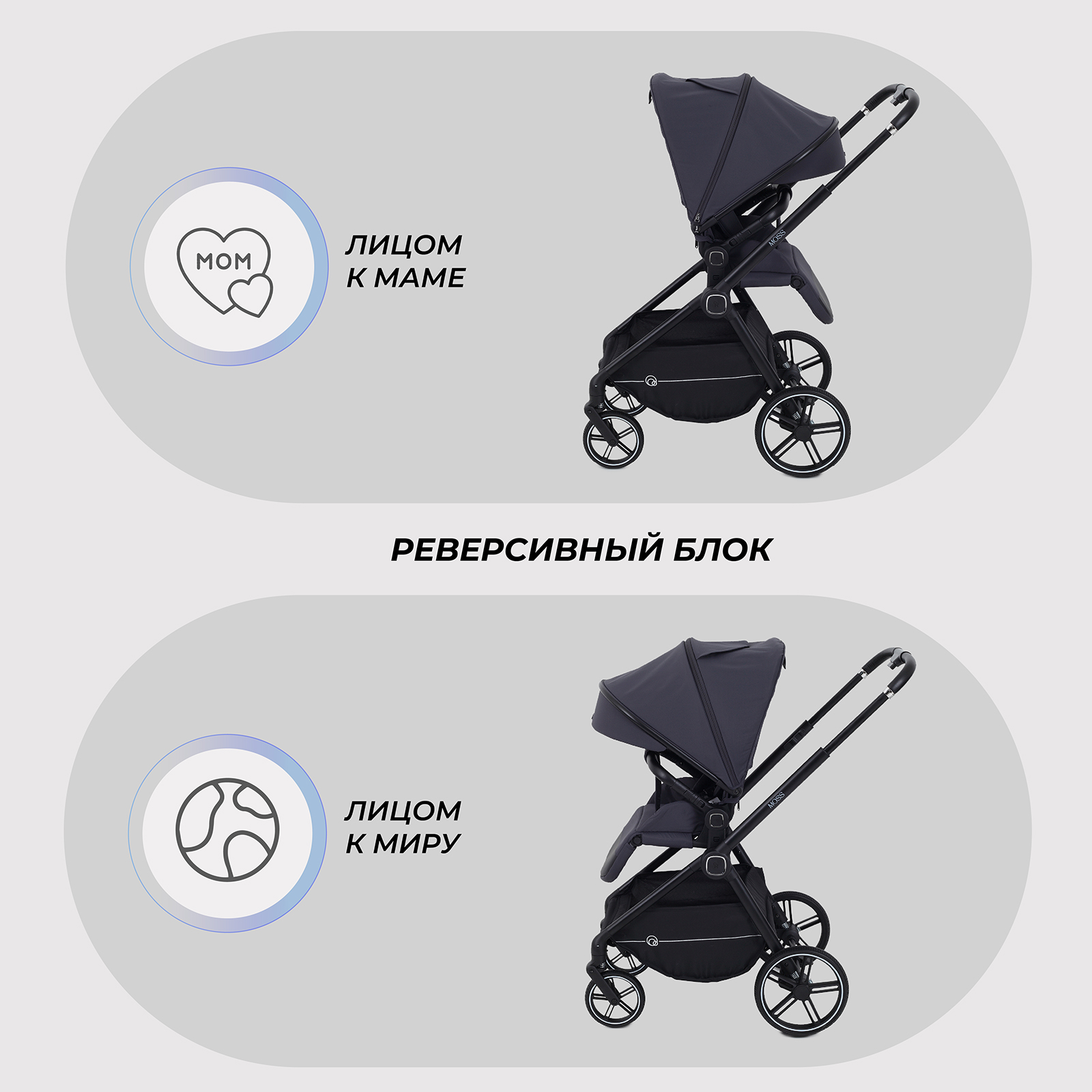 Коляска прогулочная Rant Moss черный - фото 4