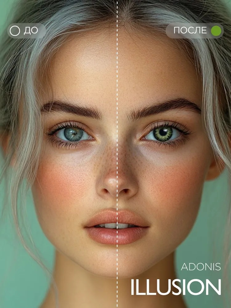 Контактные линзы ILLUSION fashion adonis green на 1 месяц -3.50/14.5/8.6 2 шт. - фото 3