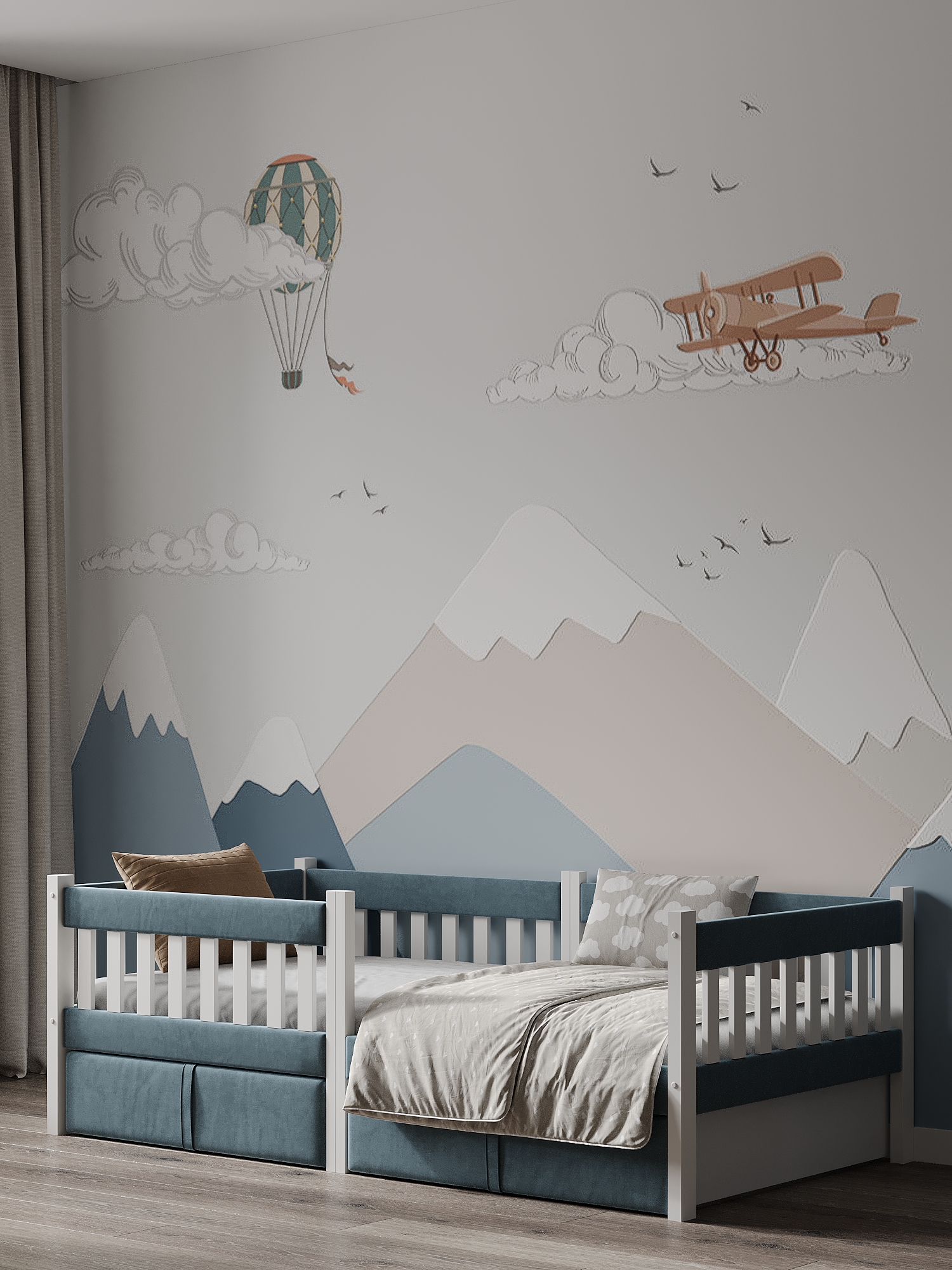 Кровать подростковая Moms charm (серый, синий) - фото 15