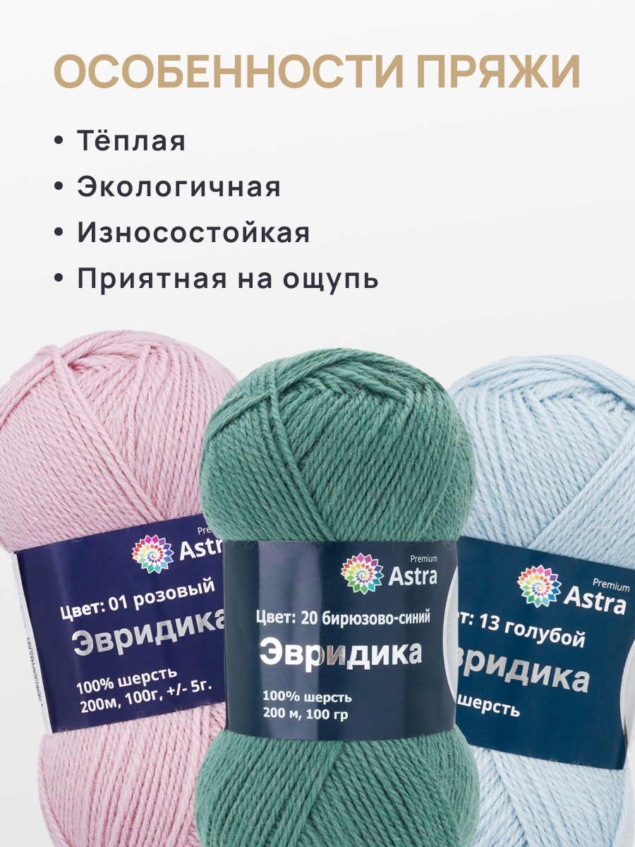 Пряжа для вязания Astra Premium Эвридика 100 г 200 м 3 шт - фото 3
