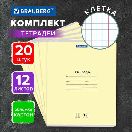Тетрадь Brauberg клетка 12 лист. 20 шт.