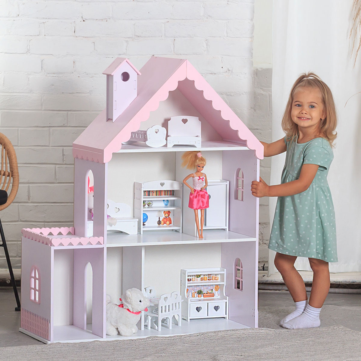 Домик для кукол Pema kids 004088 Снежана лилово-розовый - фото 1