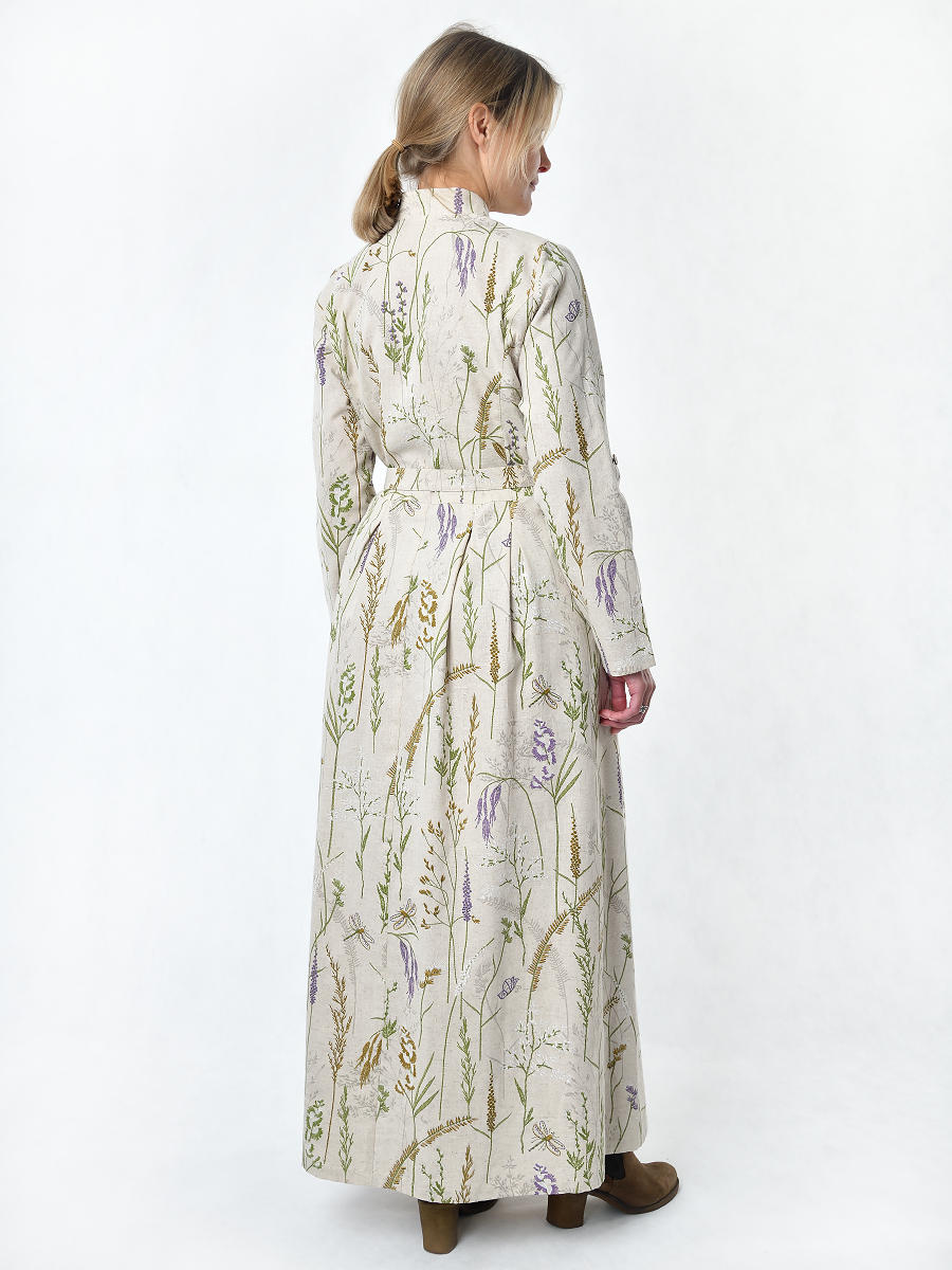 Платье Льняная Горница пл025-02/бежевый-зеленый - фото 9