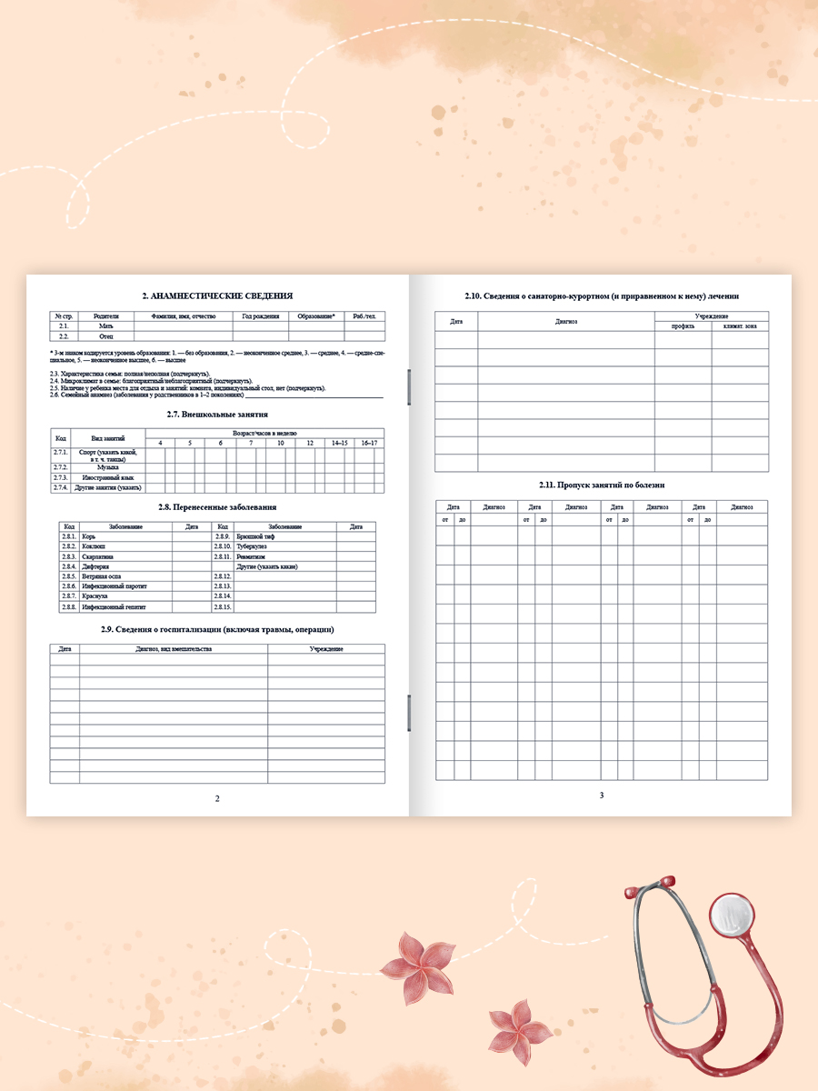 Медицинская карта Проф-Пресс 2 шт+прививочный сертификат Набор медицинских документов Белый котёнок - фото 3